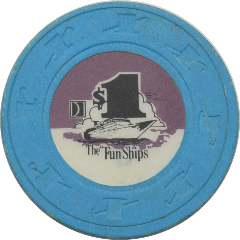 The FunShips Cruise Lines $1 Purple Sky Chip