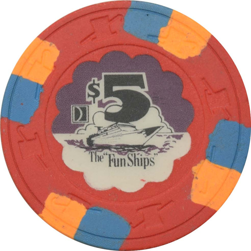 The FunShips Cruise Lines $5 (Purple Sky) Chip