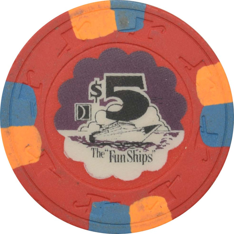 The FunShips Cruise Lines $5 (Purple Sky) Chip