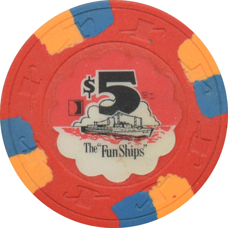 The FunShips Cruise Lines $5 (Red Sky) Chip