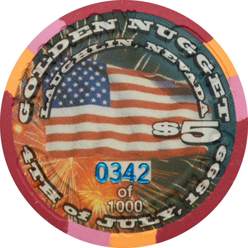 Golden Nugget Casino Laughlin Nevada $5 Chip Independence Day 1999