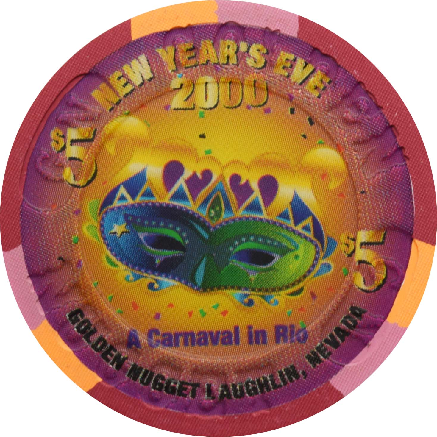 Golden Nugget Casino Laughlin Nevada $5 Chip New Year's 2000