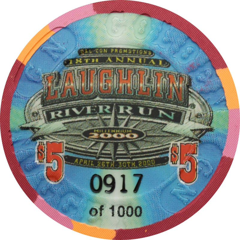 Golden Nugget Casino Laughlin Nevada $5 Chip River Run/Millennium 2000