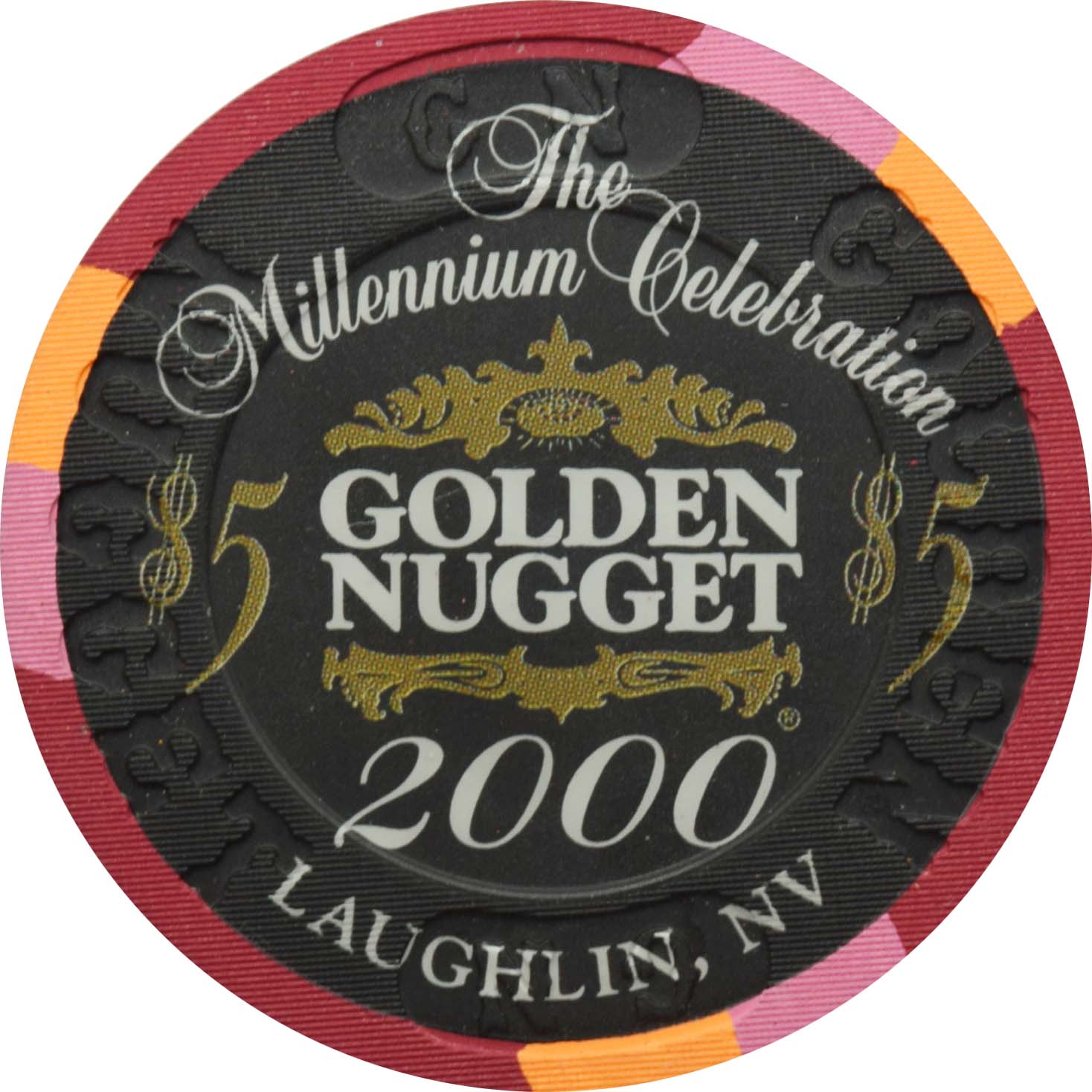 Golden Nugget Casino Laughlin Nevada $5 Chip River Run/Millennium 2000