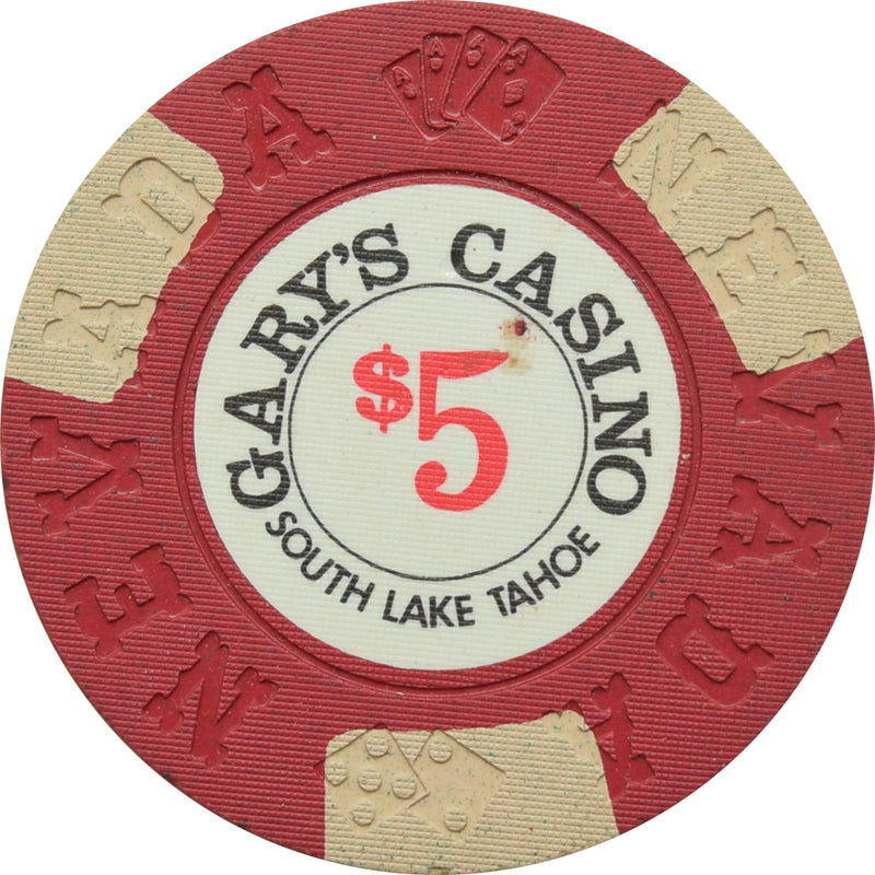 Gary's Casino Lake Tahoe Nevada $5 Chip 1976