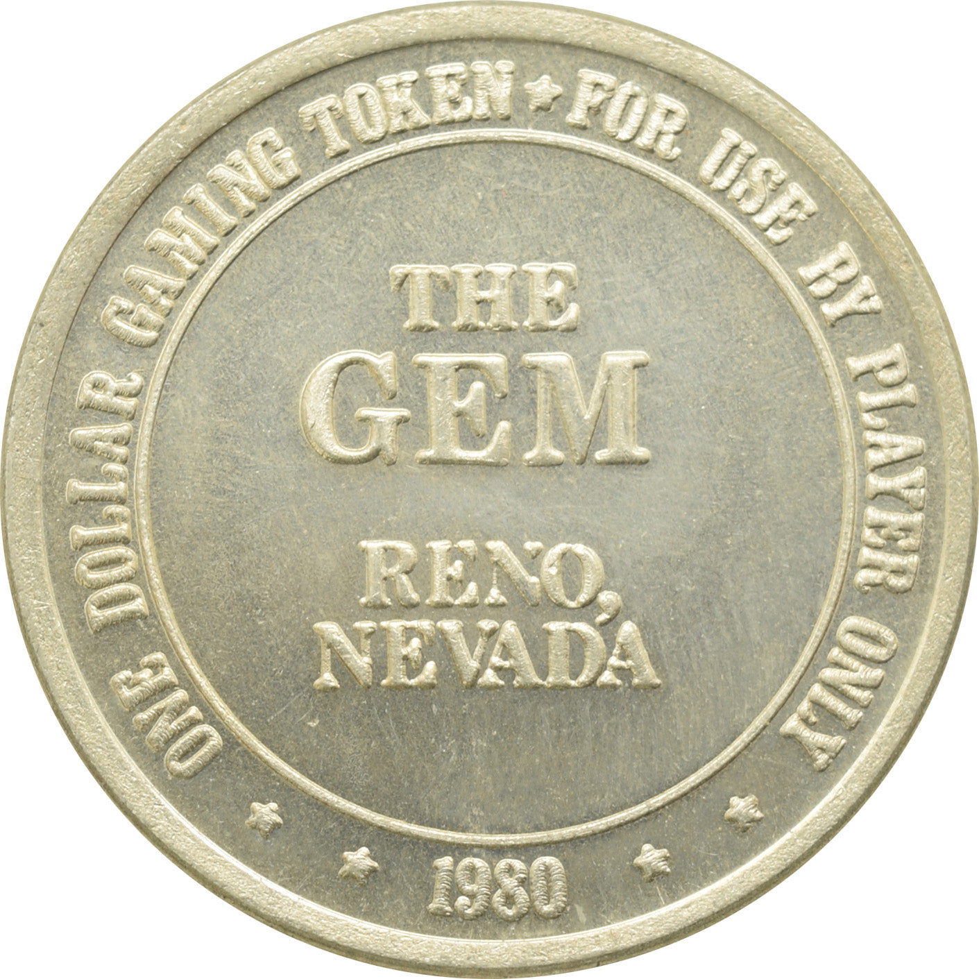 Gem Casino Reno NV $1 Token 1980