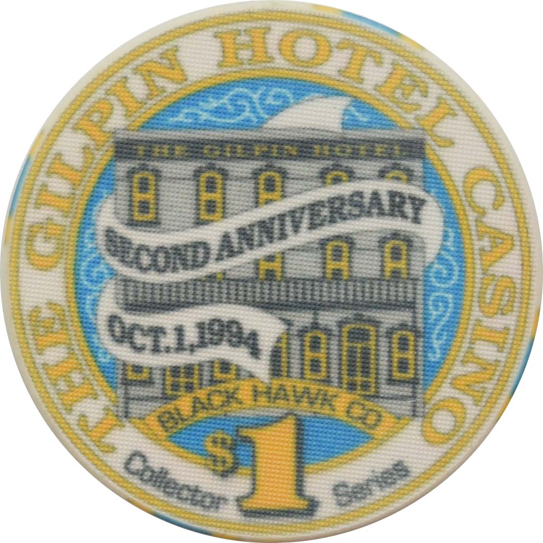 The Gilpin Casino Black Hawk Colorado $1 2nd Anniversary Chip