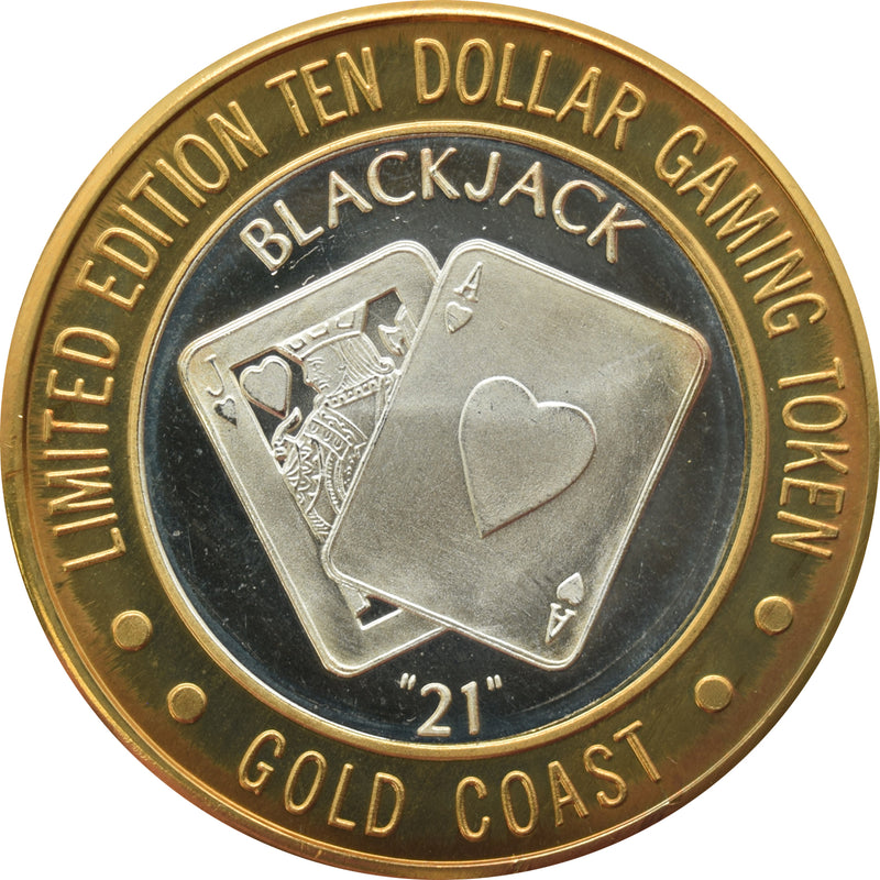 Gold Coast Casino Las Vegas "Blackjack 21" $10 Silver Strike .999 Fine Silver 1997