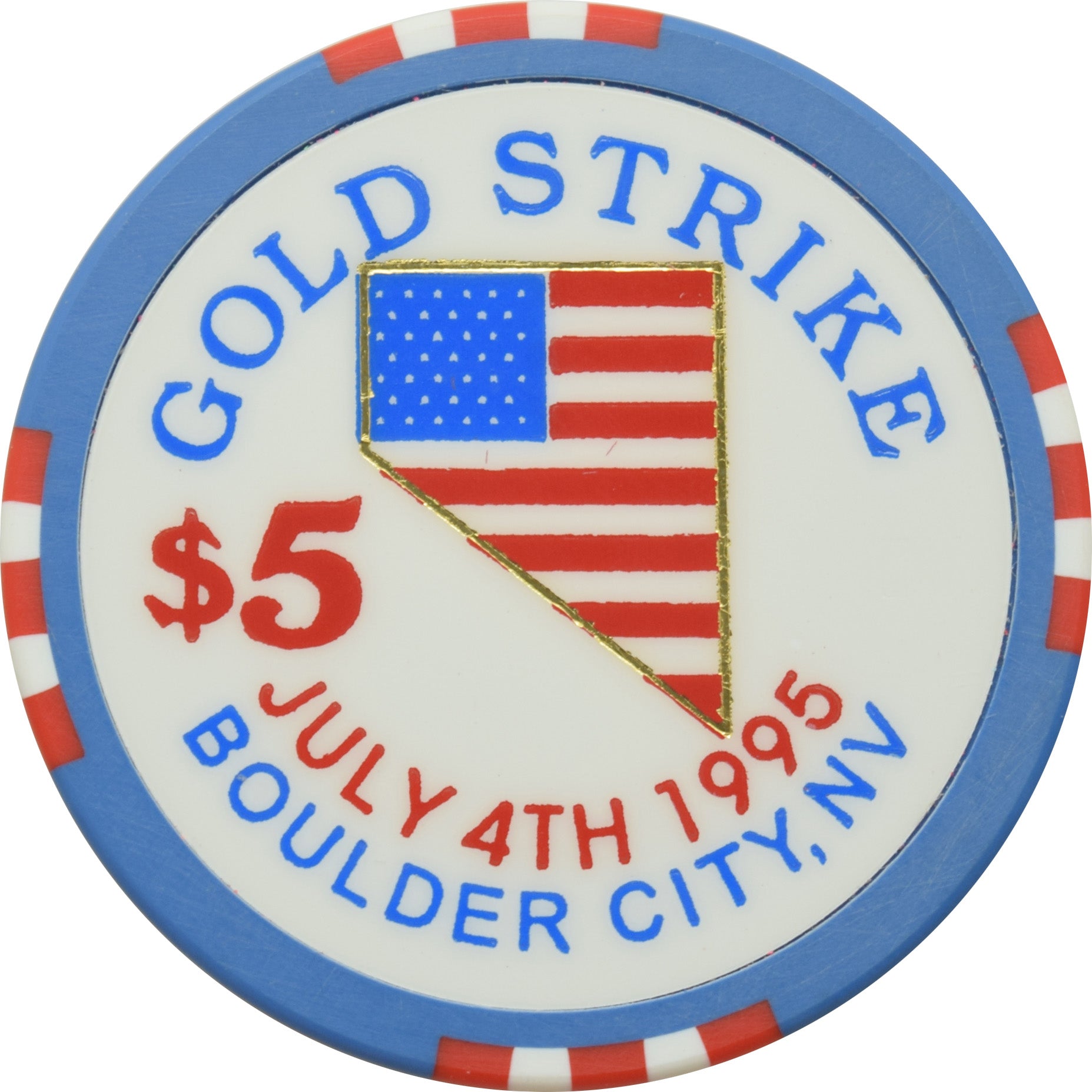 Gold Strike Casino Boulder City Nevada $5 4th of July Chip 1995