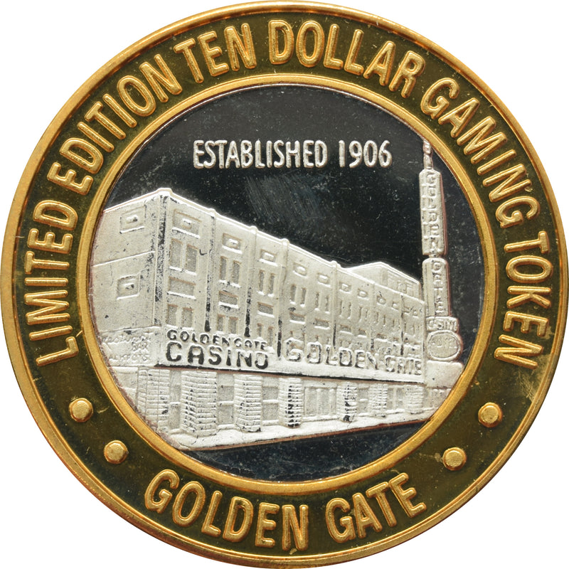 Golden Gate Casino Las Vegas "Established 1906" $10 Silver Strike .999 Fine Silver 1994