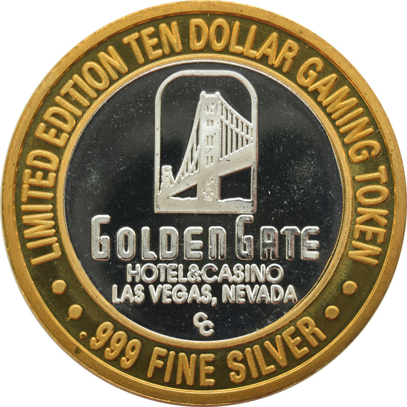 Golden Gate Casino Las Vegas "Established 1906" $10 Silver Strike .999 Fine Silver 1994