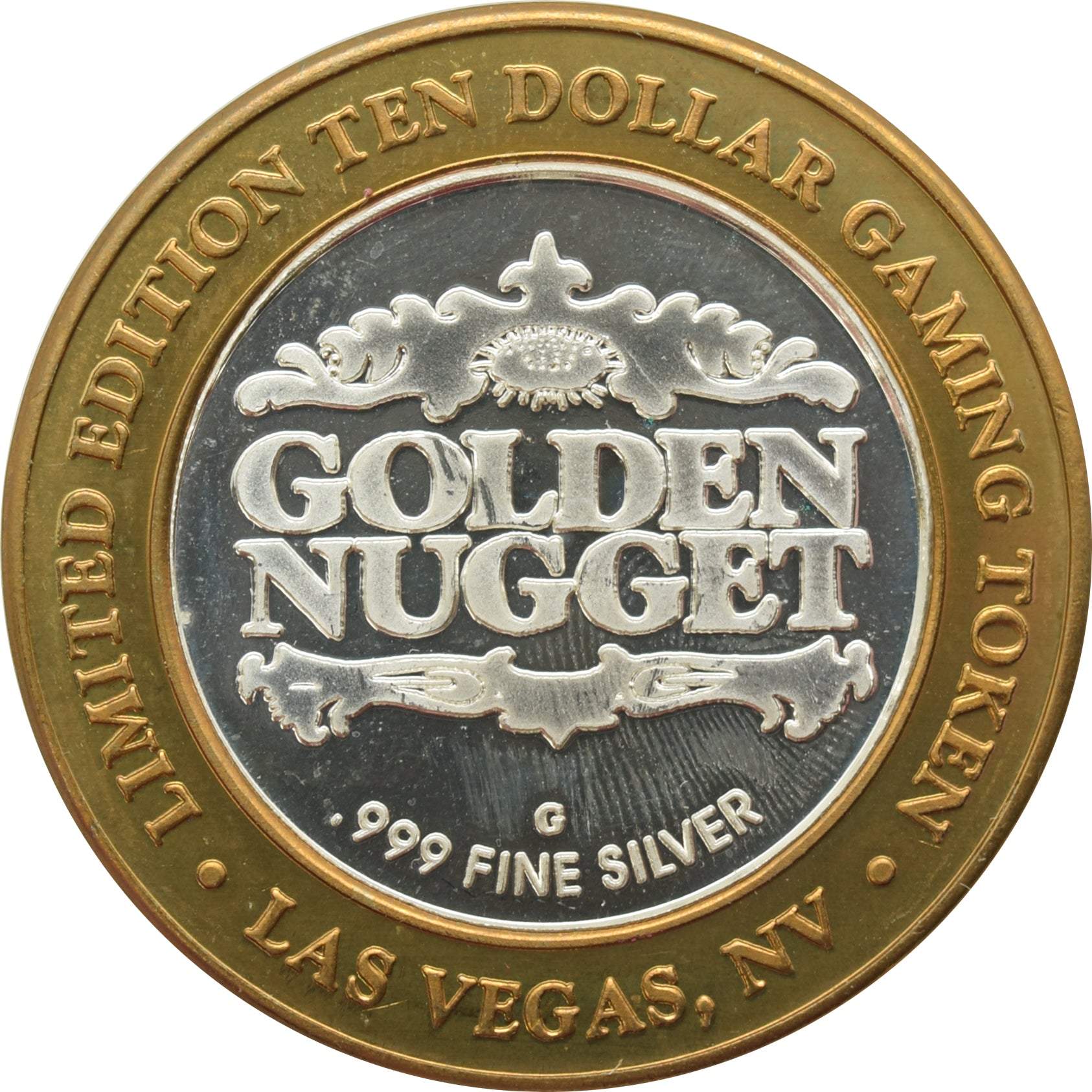 Golden Nugget Casino Las Vegas "Casino Entrance" $10 Silver Strike .999 Fine Silver 1994