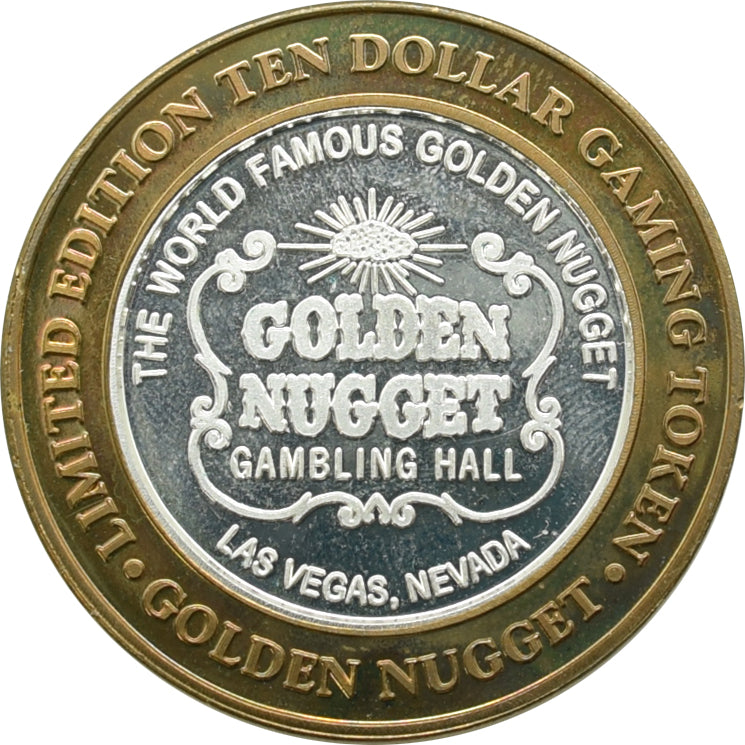 Golden Nugget Casino Las Vegas "World Famous" $10 Silver Strike .999 Fine Silver 1999