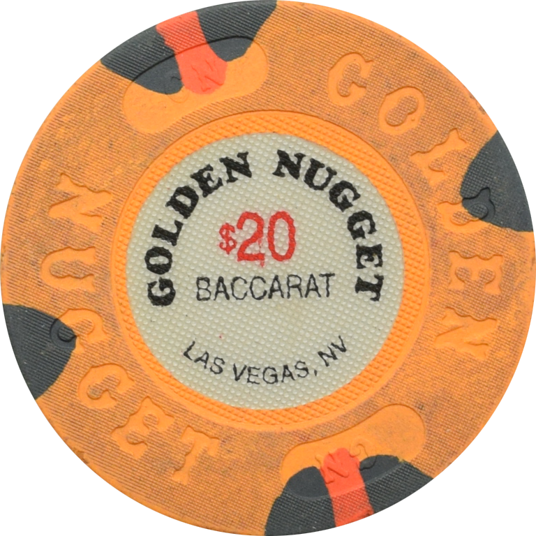 Golden Nugget Casino Las Vegas Nevada $20 Baccarat 43mm Chip 1990