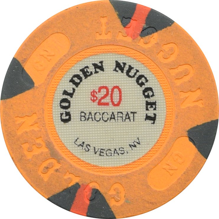 Golden Nugget Casino Las Vegas Nevada $20 Baccarat 43mm Chip 1990