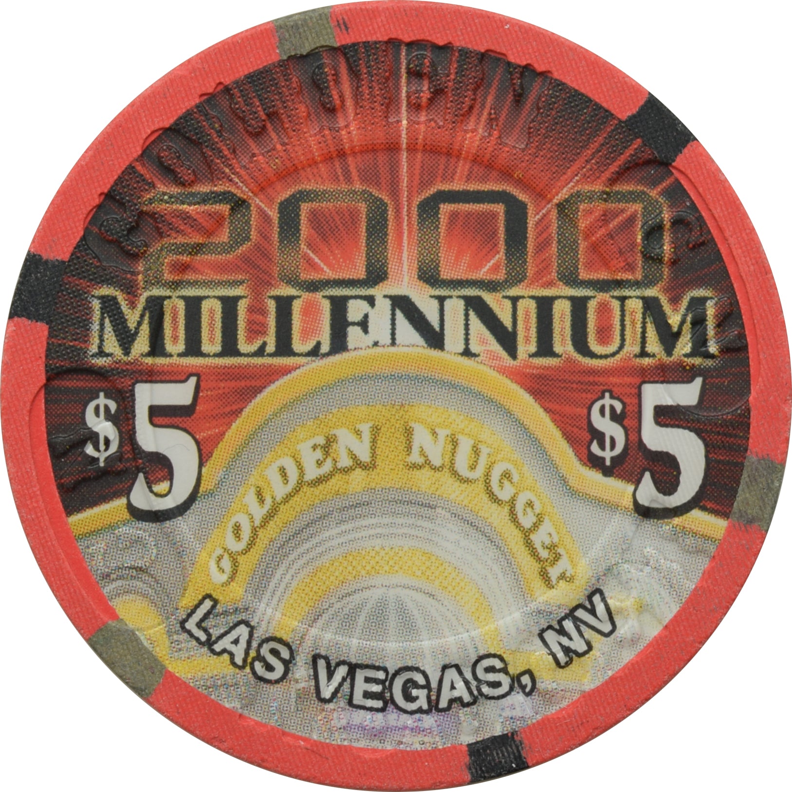 Golden Nugget Casino Las Vegas Nevada $5 2000 Millennium Chip 1999