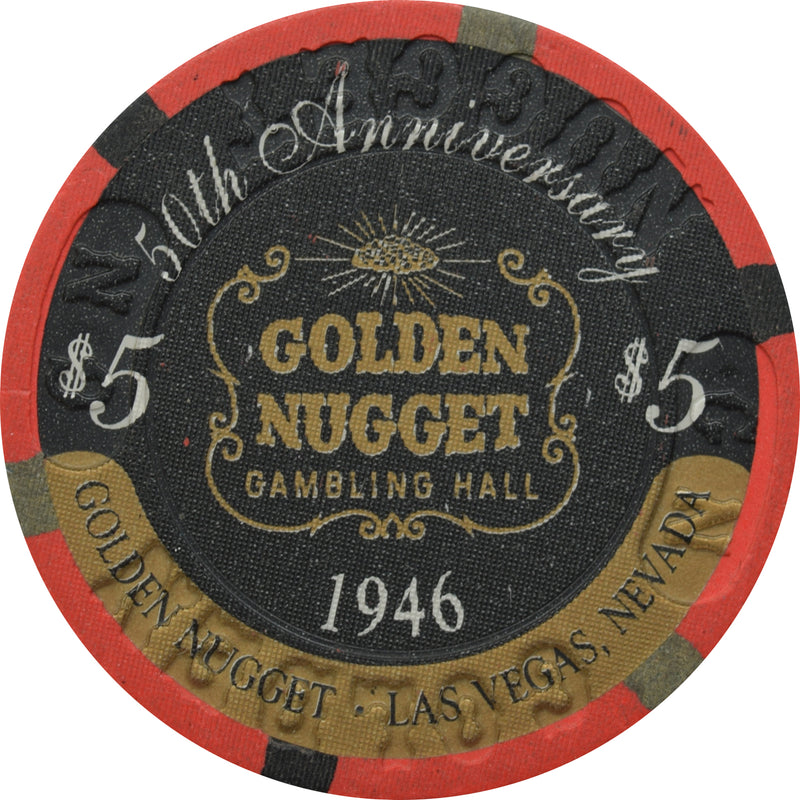 Golden Nugget Casino Las Vegas Nevada $5 50th Anniversary Chip 1996