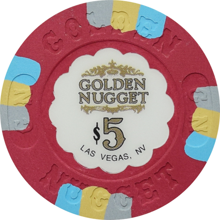 レアデック GOLDEN NUGGET カジノチップ Golden Nugget Casino Las Vegas Nevada $5 Chip 1992