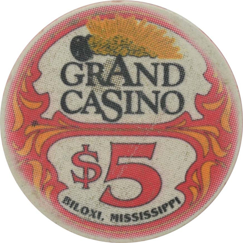 Grand Casino Biloxi Mississippi $5 Ceramic Chip