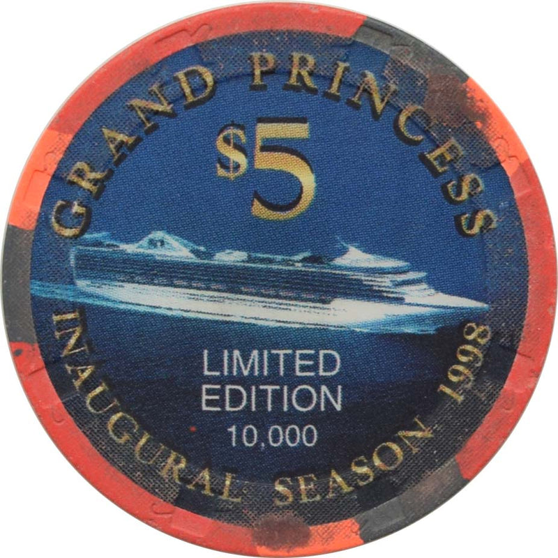 Grand Princess (Princess Cruises) Casino $5 Inaugural Season Chip 1998