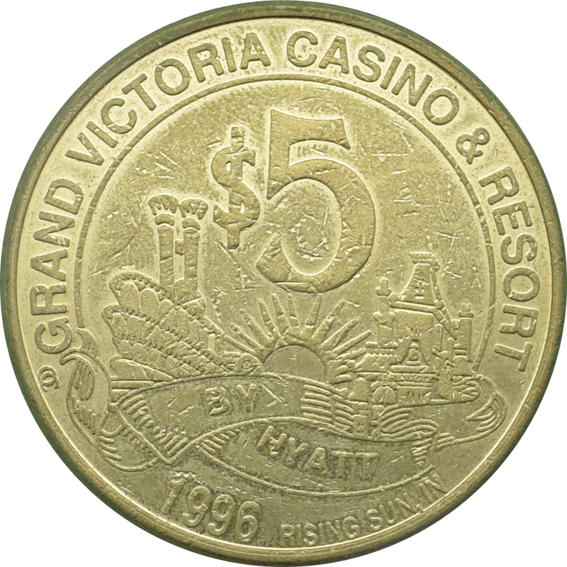 Grand Victoria Casino Rising Sun Indiana $5 Token 1996