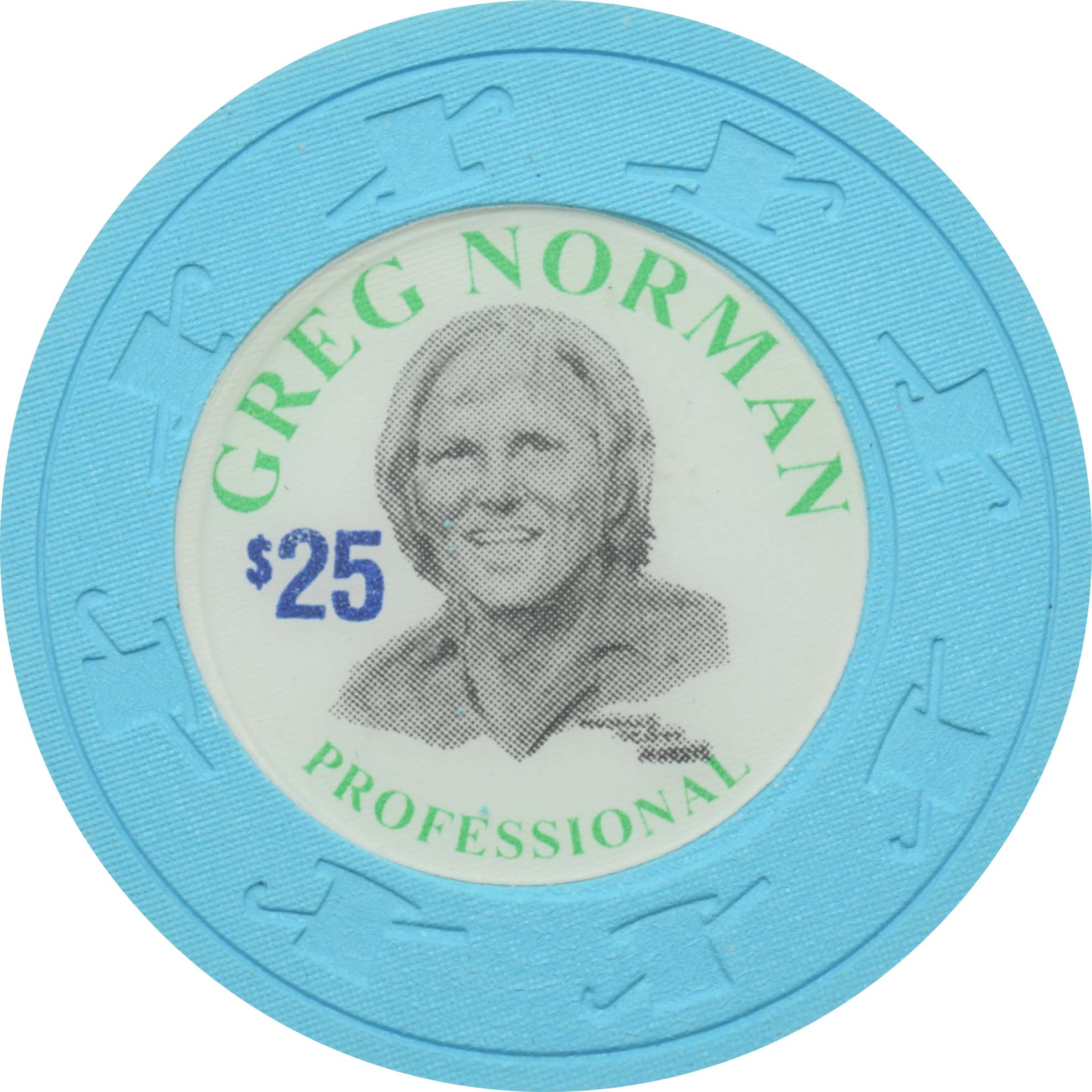 Greg Norman $25 Lt Blue Paulson Fantasy Chip