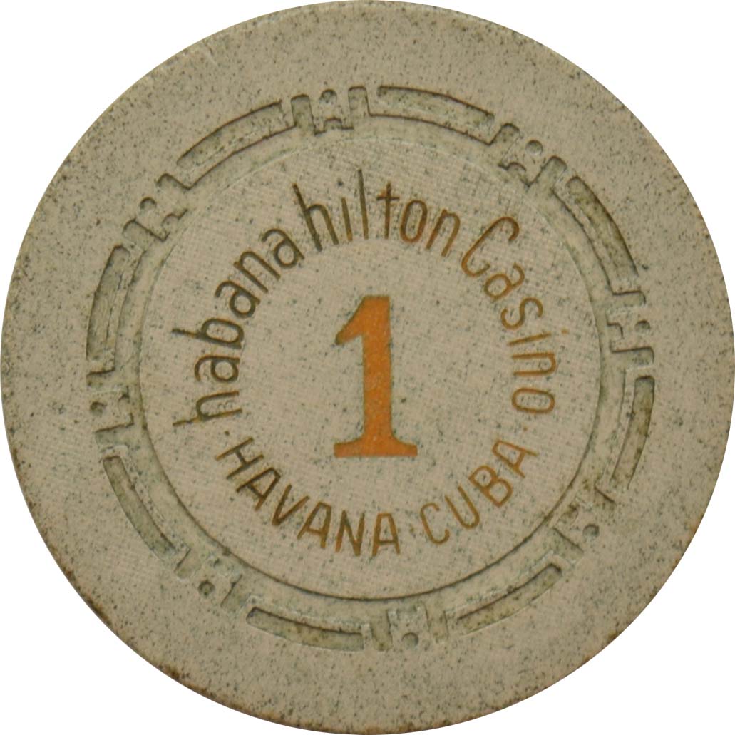 Habana Hilton Casino Havana Cuba Biege 1 Roulette Chip