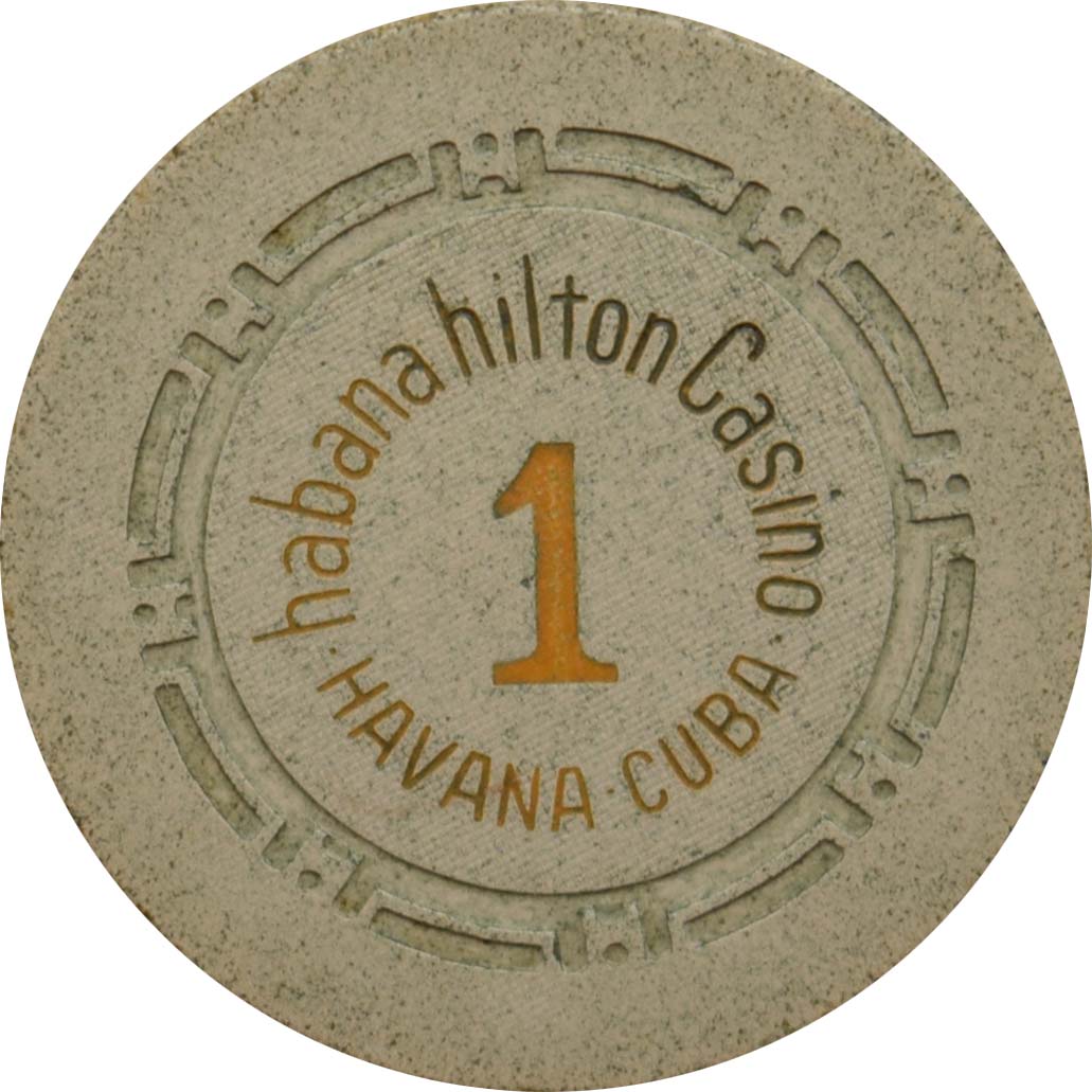 Habana Hilton Casino Havana Cuba Biege 1 Roulette Chip