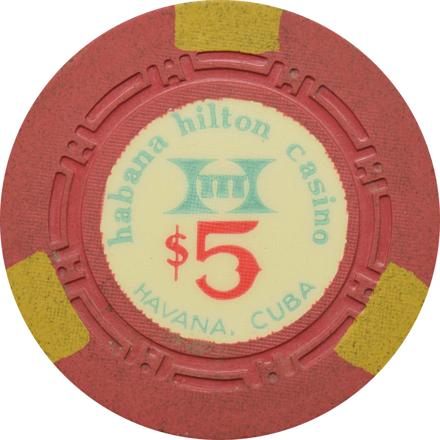 Habana Hilton Casino Havana Cuba $5 Red Chip