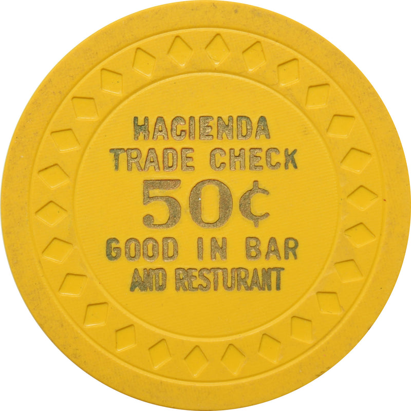 Hacienda Casino Las Vegas Nevada 50 Cent Trade Check, Good in Bar and Resturant Yellow Chip 1950s