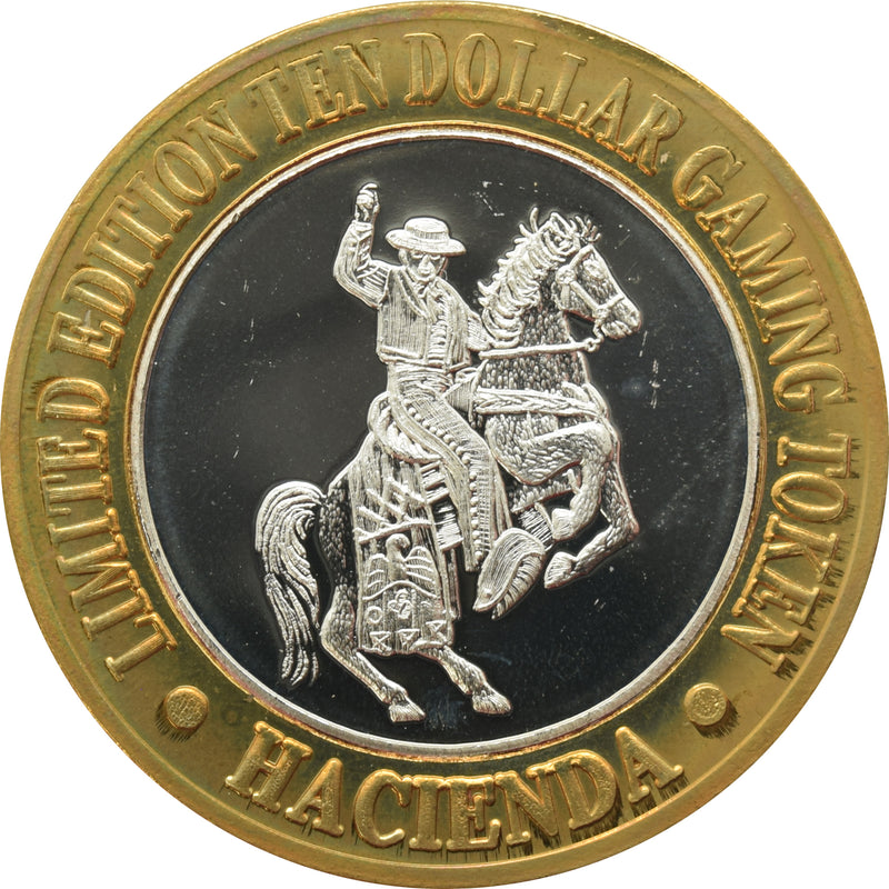 Hacienda Casino Las Vegas "Gaucho on Horse" $10 Silver Strike .999 Fine Silver 1995