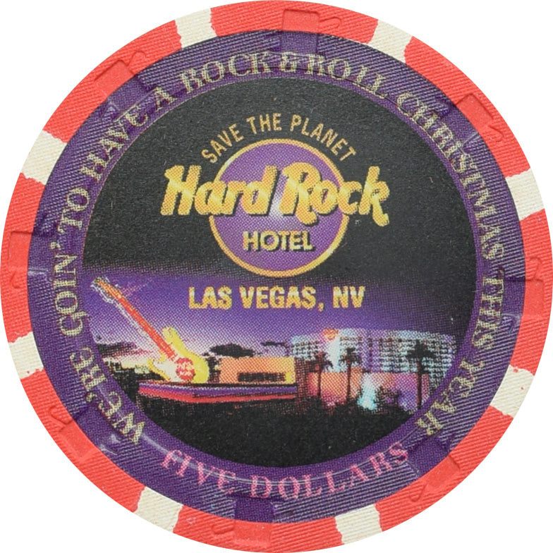 Hard Rock Casino Las Vegas Nevada $5 Christmas Hotel Chip 1997
