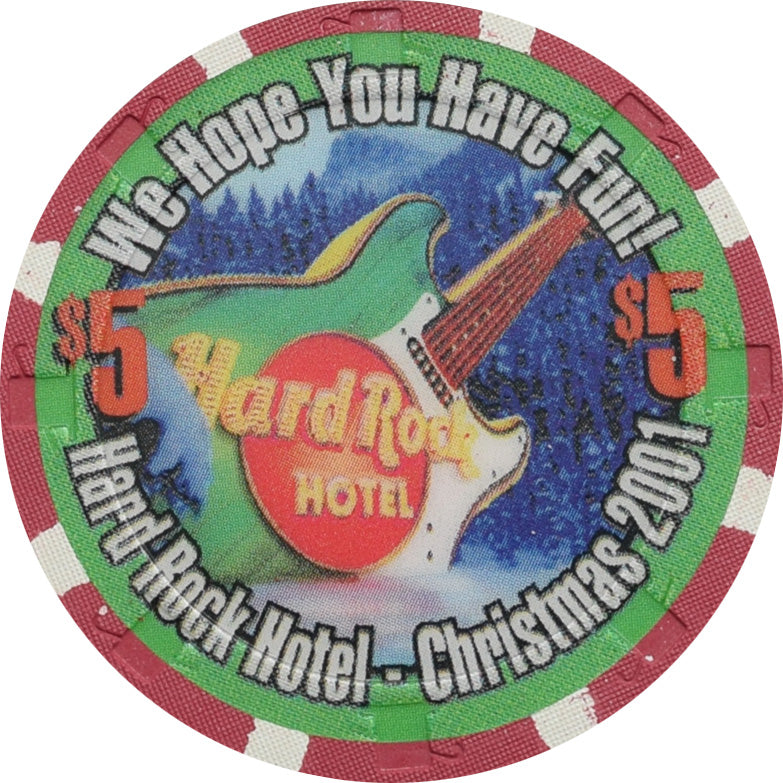 Hard Rock Casino Las Vegas Nevada $5 Christmas Chip 2001