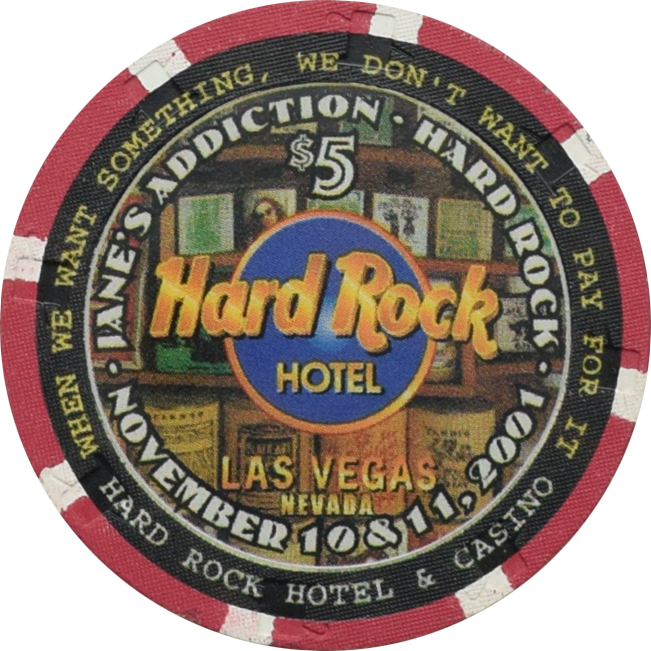 Hard Rock Hotel Casino Las Vegas Nevada $5 Jane's Addiction Chip 2001
