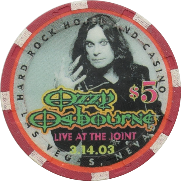Hard Rock Hotel Casino Las Vegas Nevada $5 Ozzy Osbourne Chip 2003