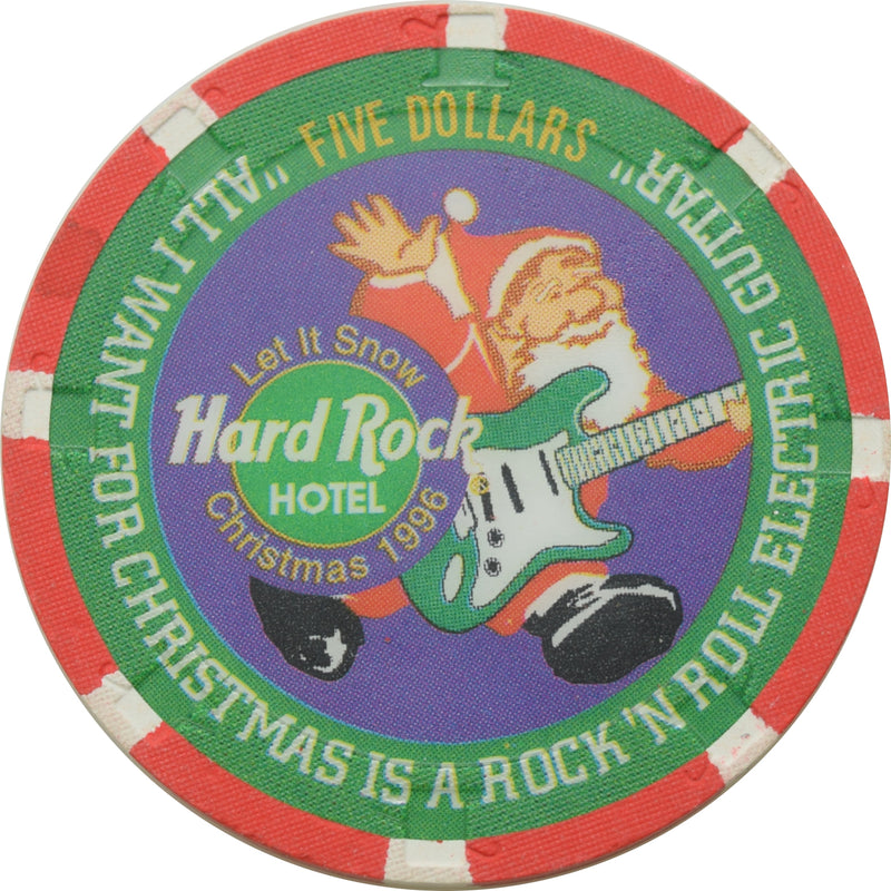 Hard Rock Casino Las Vegas Nevada $5 Christmas Chip 1996