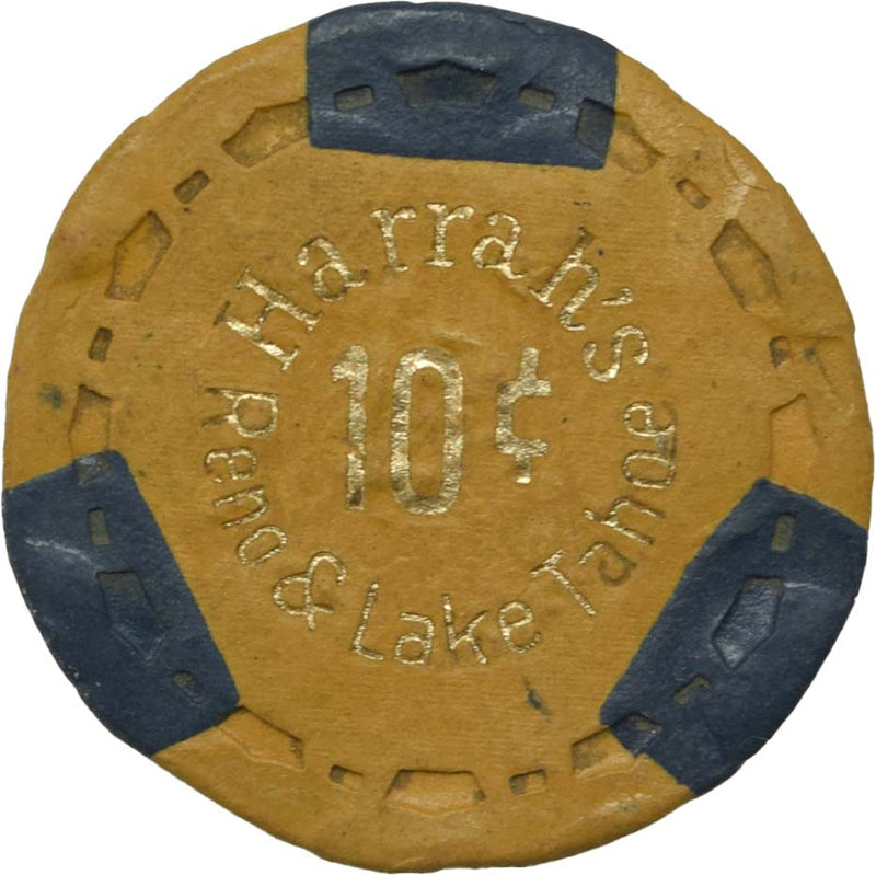 Harrah's Casino Reno & Lake Tahoe Nevada Damaged 10 Cent SmCrown Chip 1960