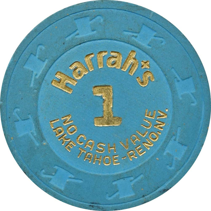 Harrah's Casino Lake Tahoe Nevada $1 No Cash Value Chip 1990s