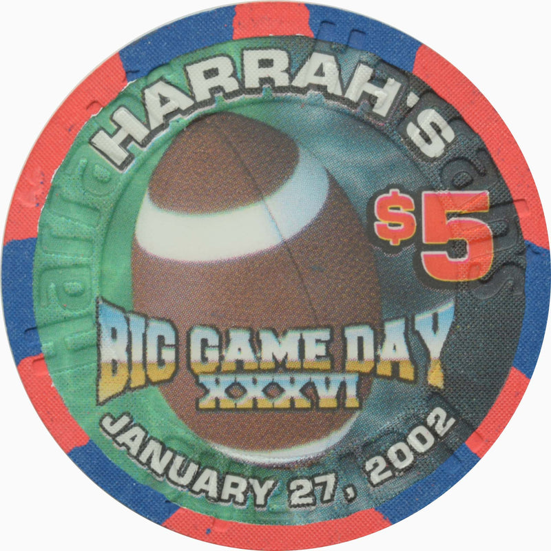 Harrah's Casino Las Vegas Nevada $5 Big Game Day Ball Chip 2002