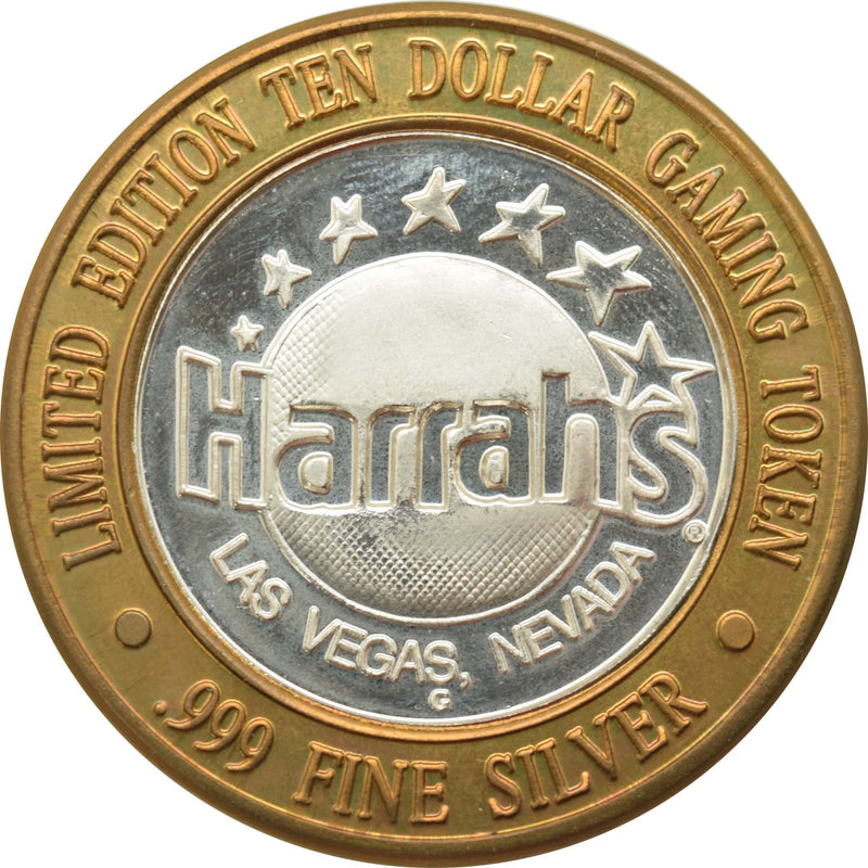 Harrah's Casino Las Vegas "Bourbon Street" $10 Silver Strike .999 Fine Silver 1996