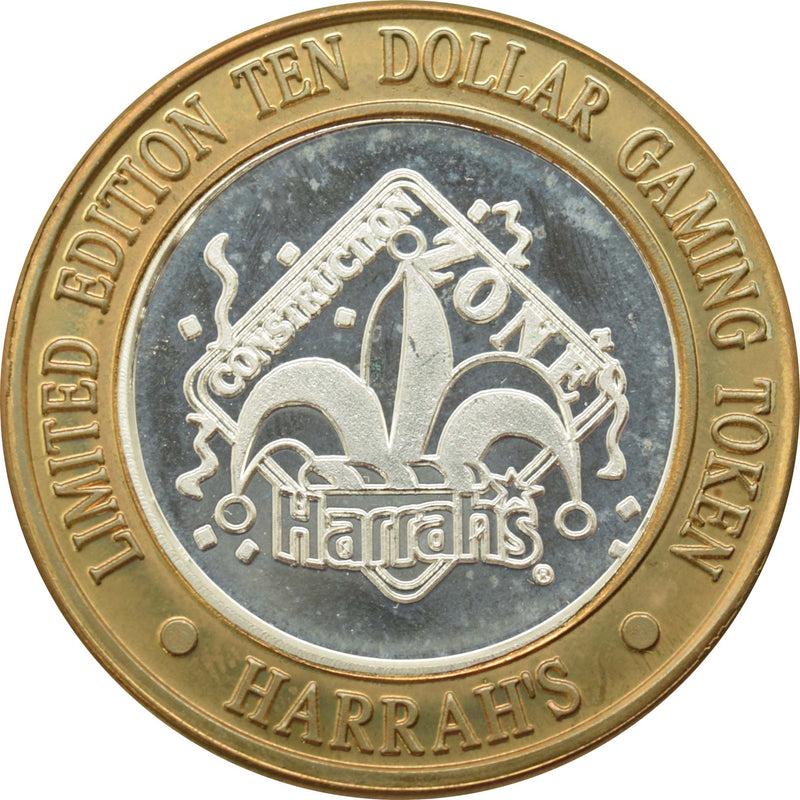 Harrah's Casino Las Vegas "Construction Zone" $10 Silver Strike .999 Fine Silver 1996