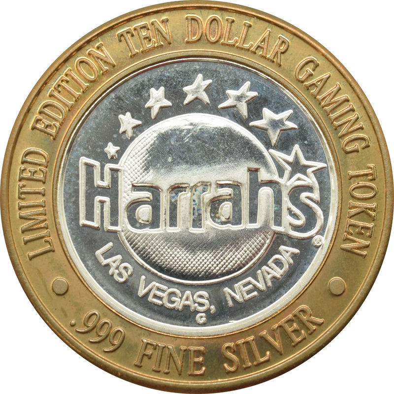 Harrah's Casino Las Vegas "Construction Zone" $10 Silver Strike .999 Fine Silver 1996