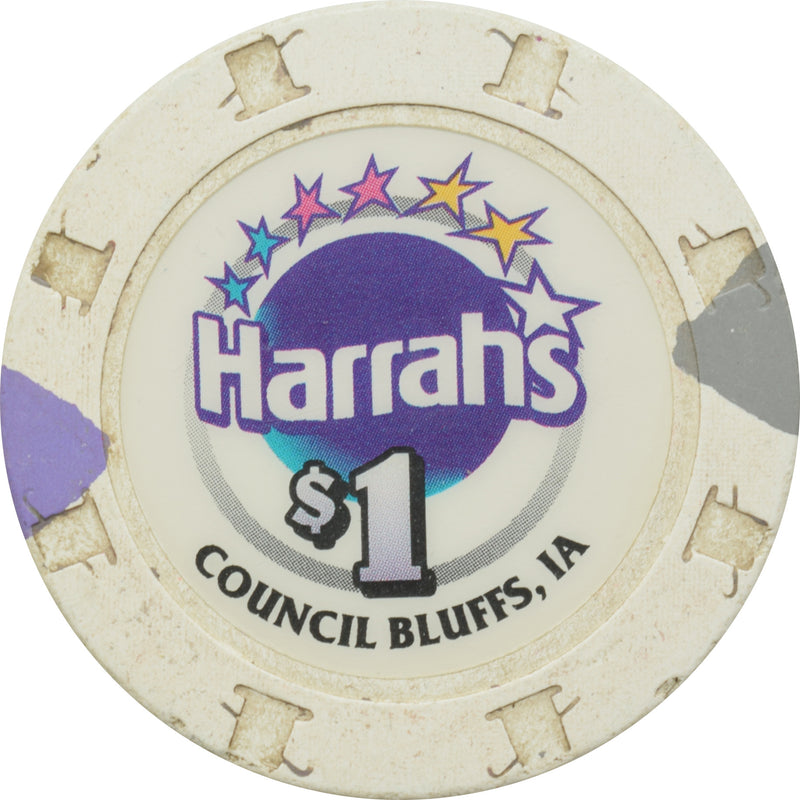 Harrah's Casino Council Bluffs Iowa $1 Chip