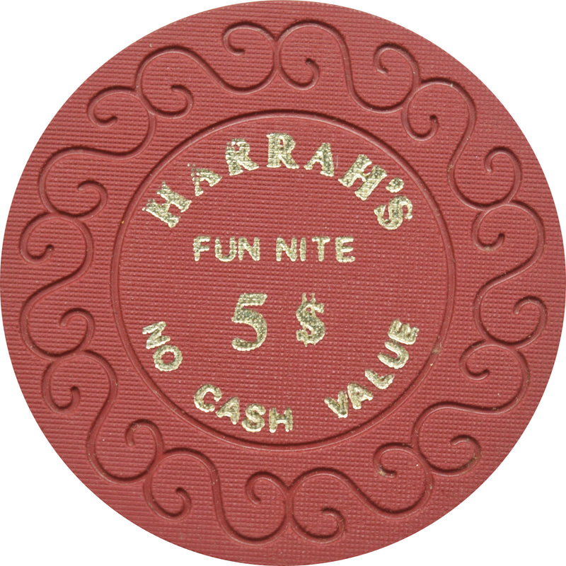 Harrah's Marina Casino Atlantic City New Jersey $5 Fun Nite NCV Scroll Chip