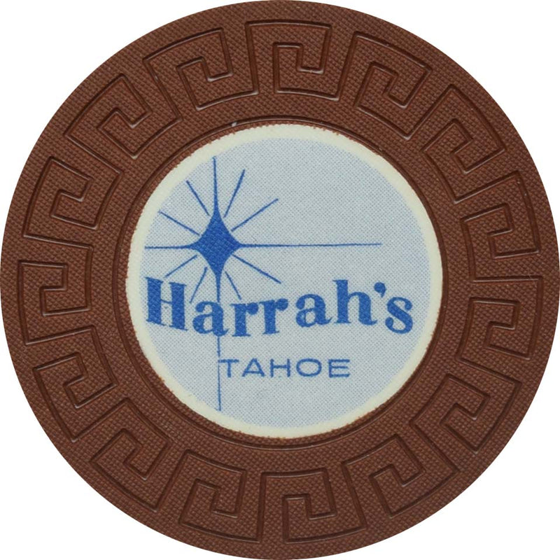 Harrah's Casino Lake Tahoe Nevada Brown Blue Inlay LgKey Roulette Chip 1966