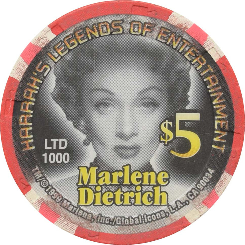 Harrah's Casino North Kansas City Missouri $5 Marlene Dietrich Chip