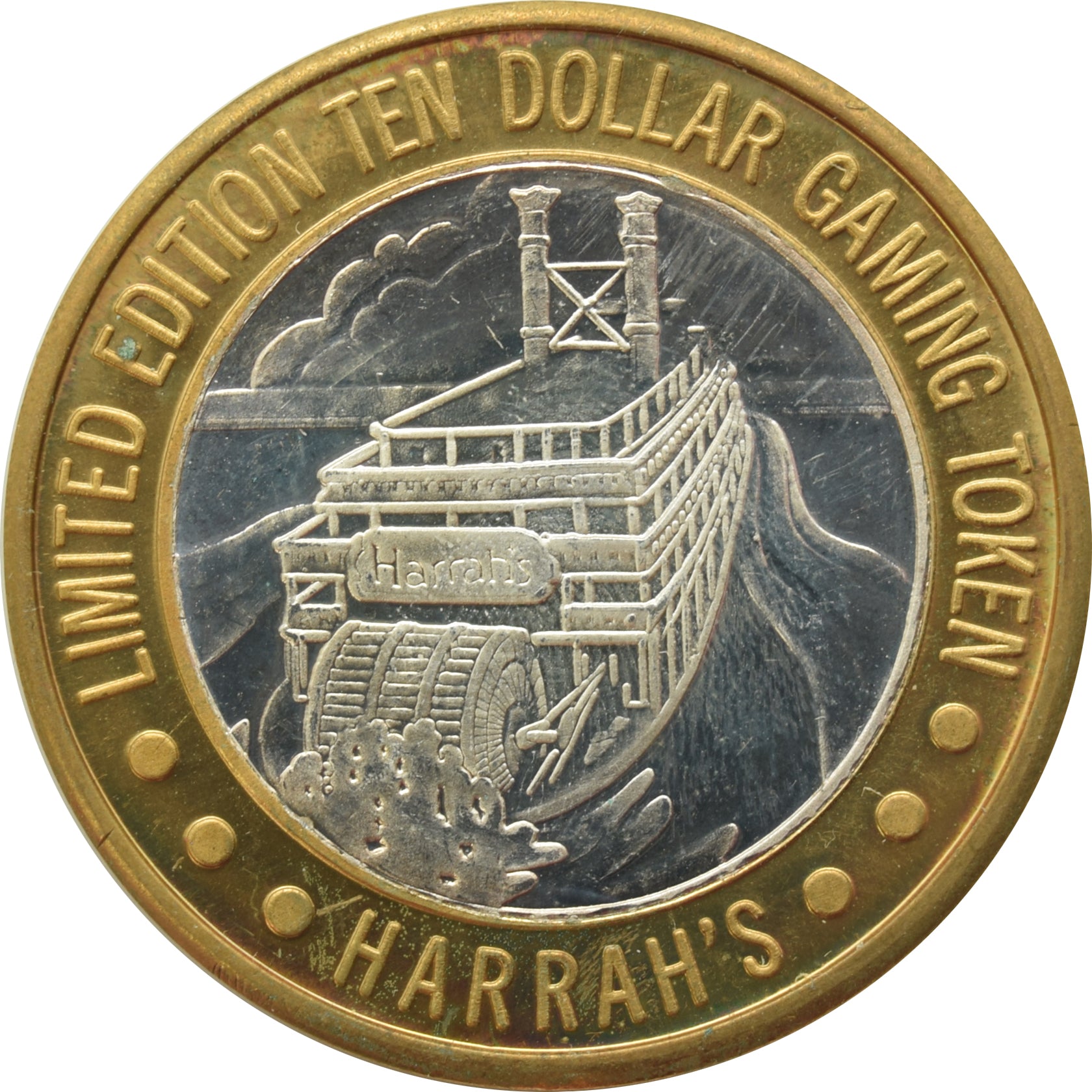 Harrah's Casino Las Vegas "Steamboat" $10 Silver Strike .999 Fine Silver 1994