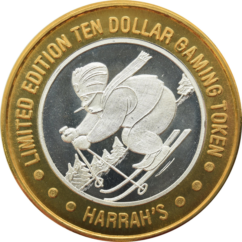 Harrah's Casino Reno "Genie Skiing" $10 Silver Strike .999 Fine Silver 1996