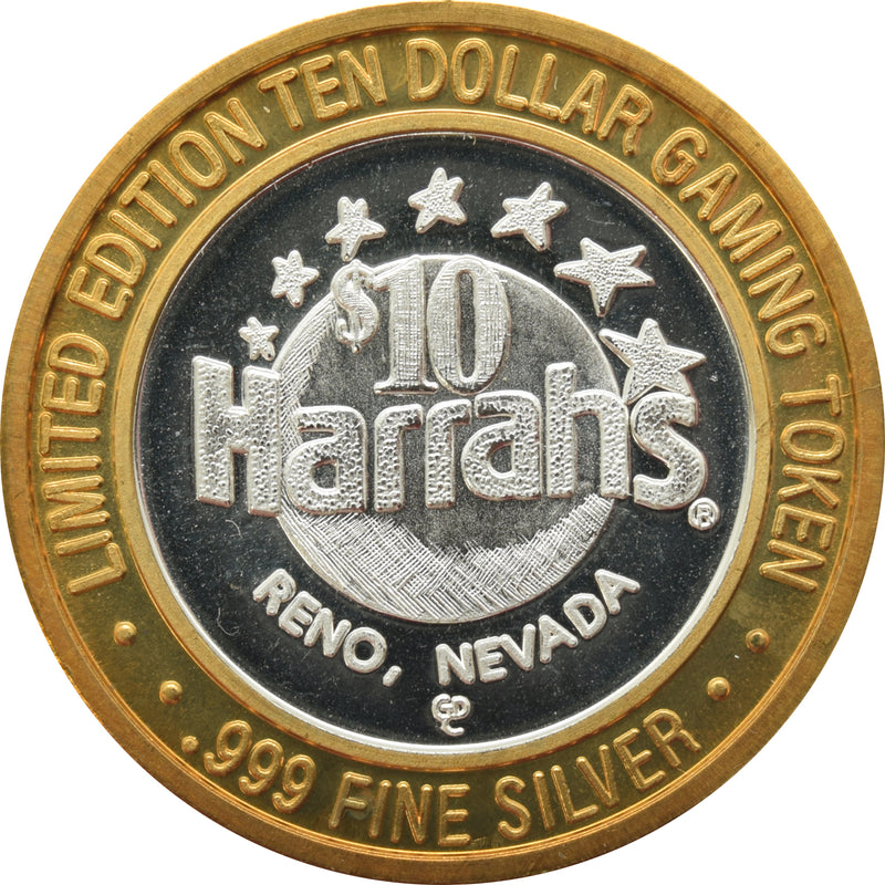 Harrah's Casino Reno "Genie Skiing" $10 Silver Strike .999 Fine Silver 1996