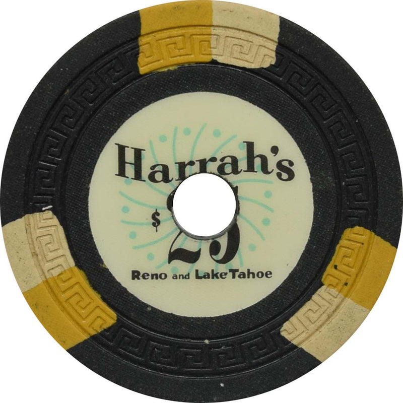 Harrah's Casino Reno & Lake Tahoe Nevada $25 Drilled SmKey Chip 1960